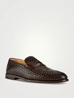 Woven Leather Penny Loafers