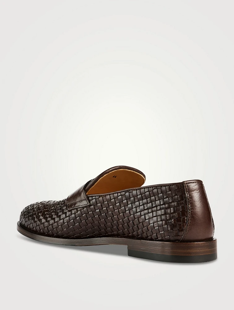 Woven Leather Penny Loafers