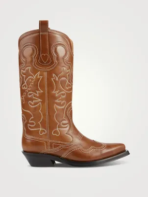 Embroidered Leather Western Boots