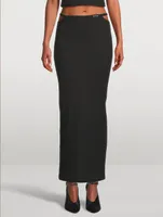 G-String Rib Knit Cotton Jersey Long Skirt