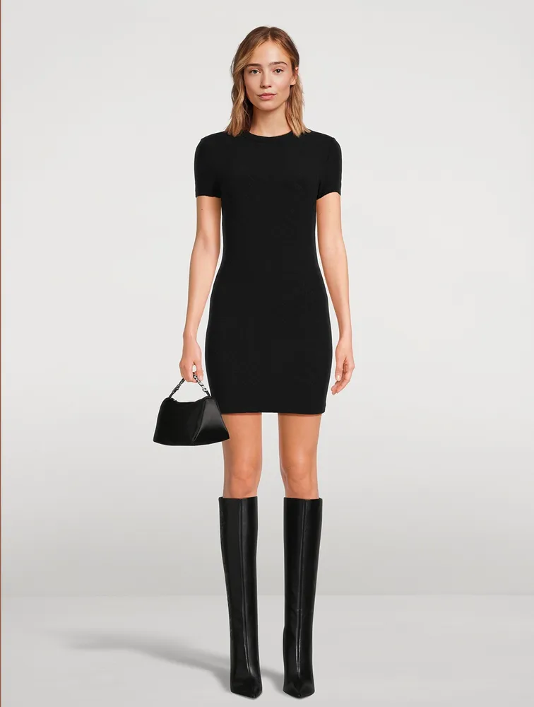 Logo Jacquard Stretch Mini Dress