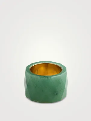 Thick Band With Green Citrine