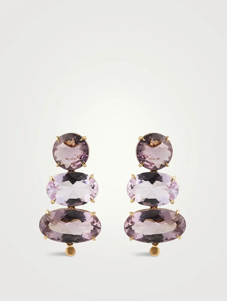 18K Gold Drop Earrings With Amethyst