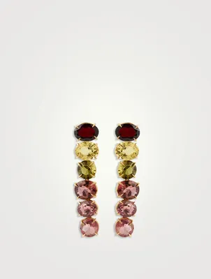 18K Gold Drop Earrings With Gemstones