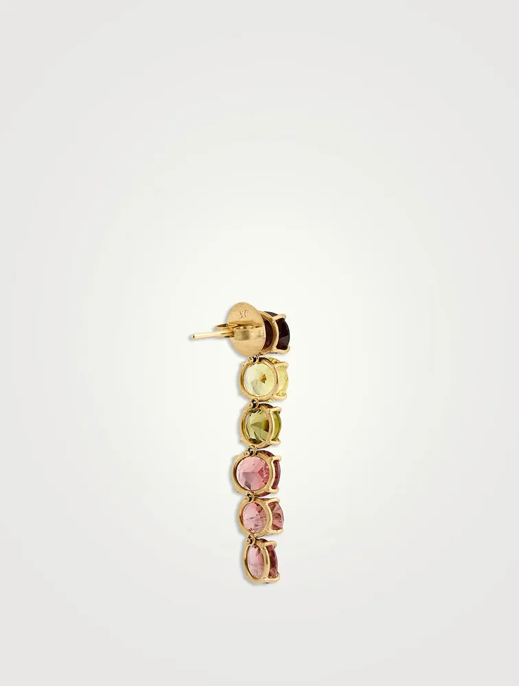 18K Gold Drop Earrings With Gemstones