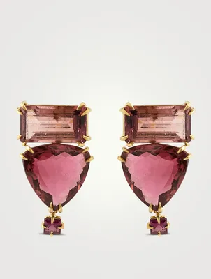 18K Gold Earrings With Pink Tourmaline