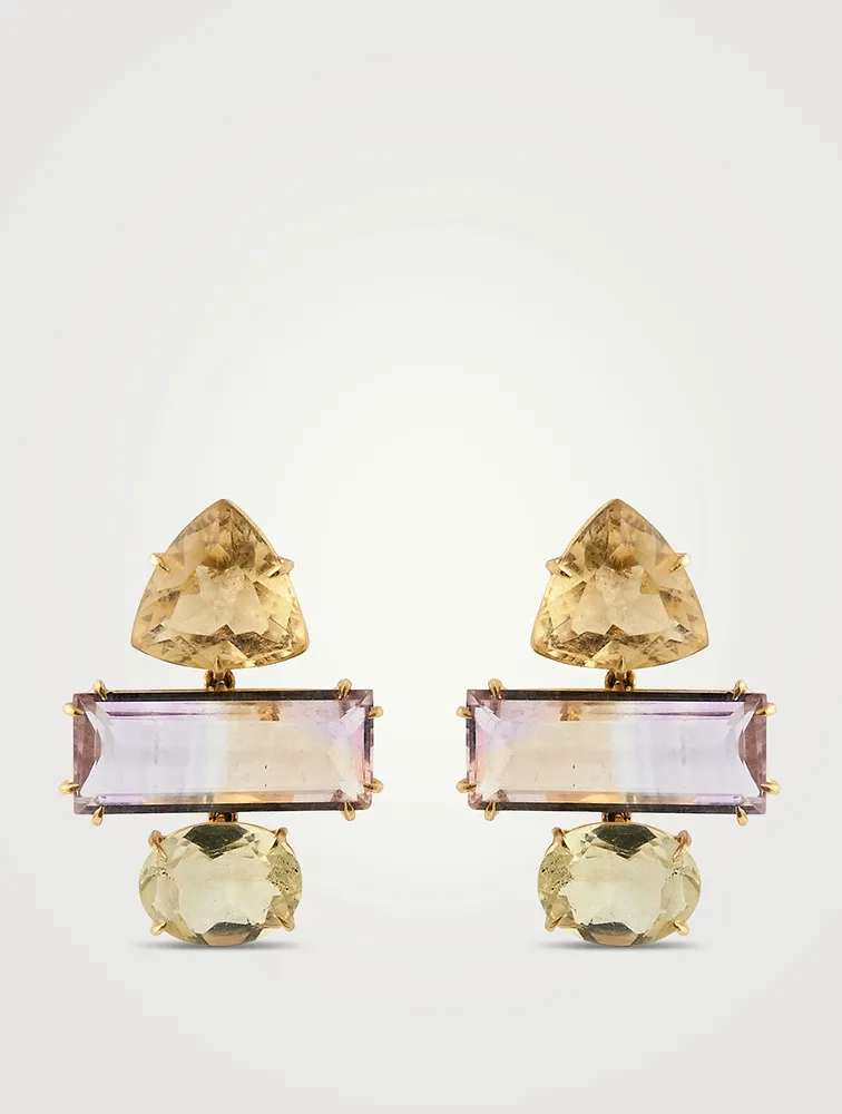 18K Gold Earrings With Gemstones