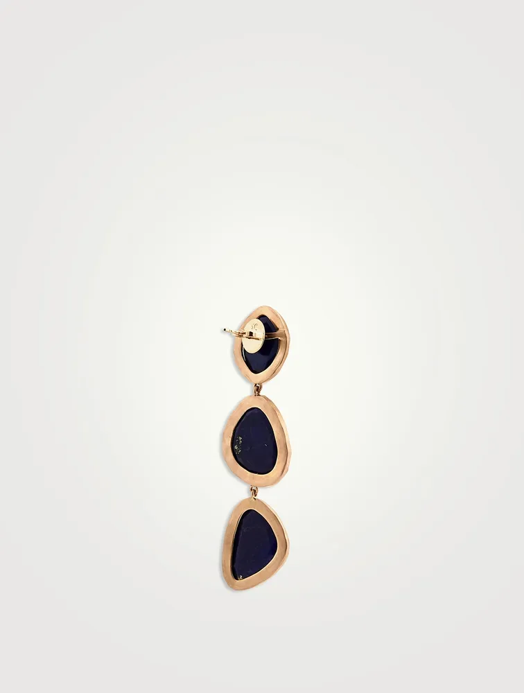 18K Gold Drop Earrings With Lapis Lazuli