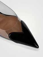 Heart Patent Leather And PVC Slingback Pumps