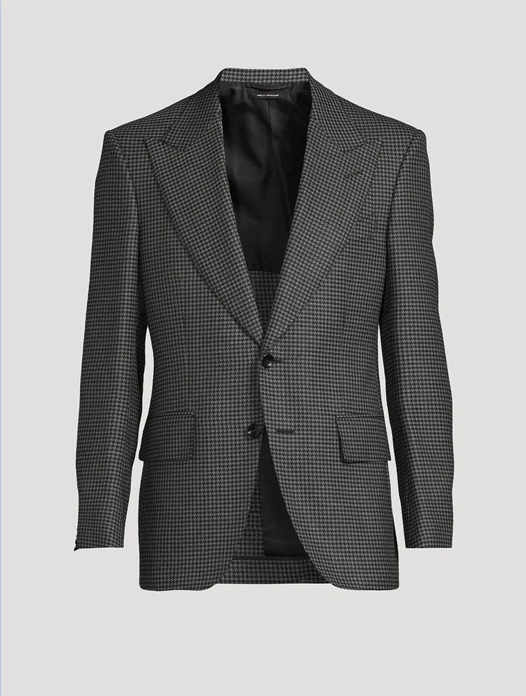 Wool Mohair And Silk Jacket Houndstooth Print