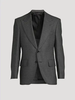 Wool Mohair And Silk Jacket Houndstooth Print