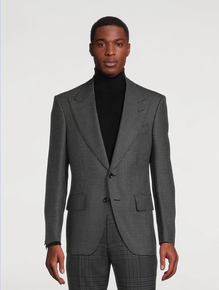 Wool Mohair And Silk Jacket Houndstooth Print