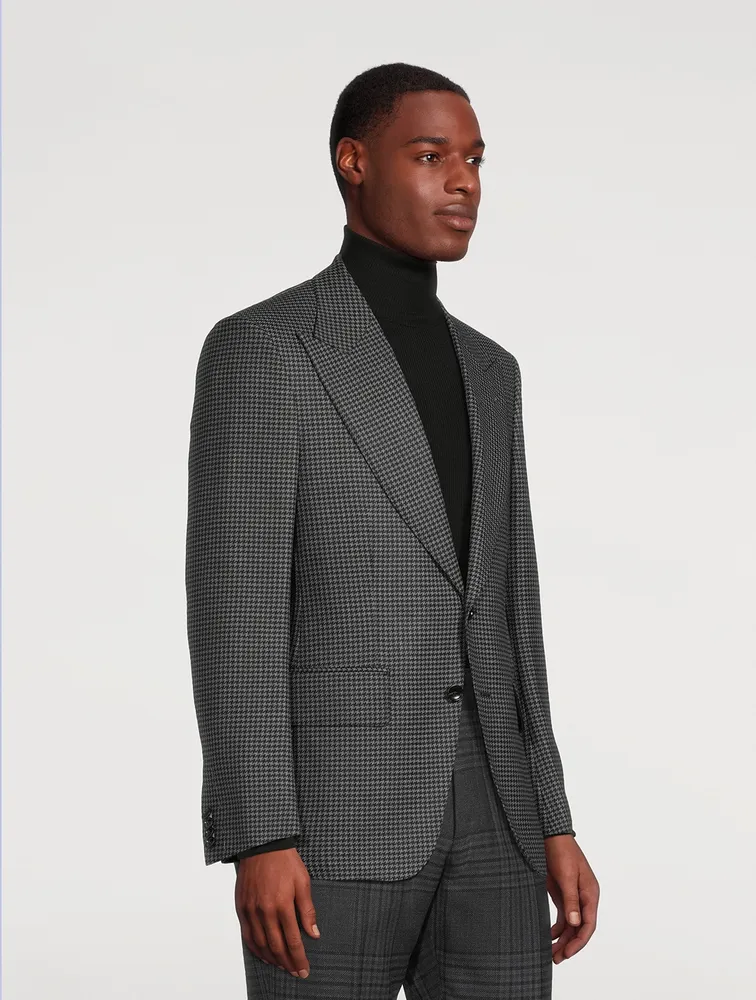 Wool Mohair And Silk Jacket Houndstooth Print