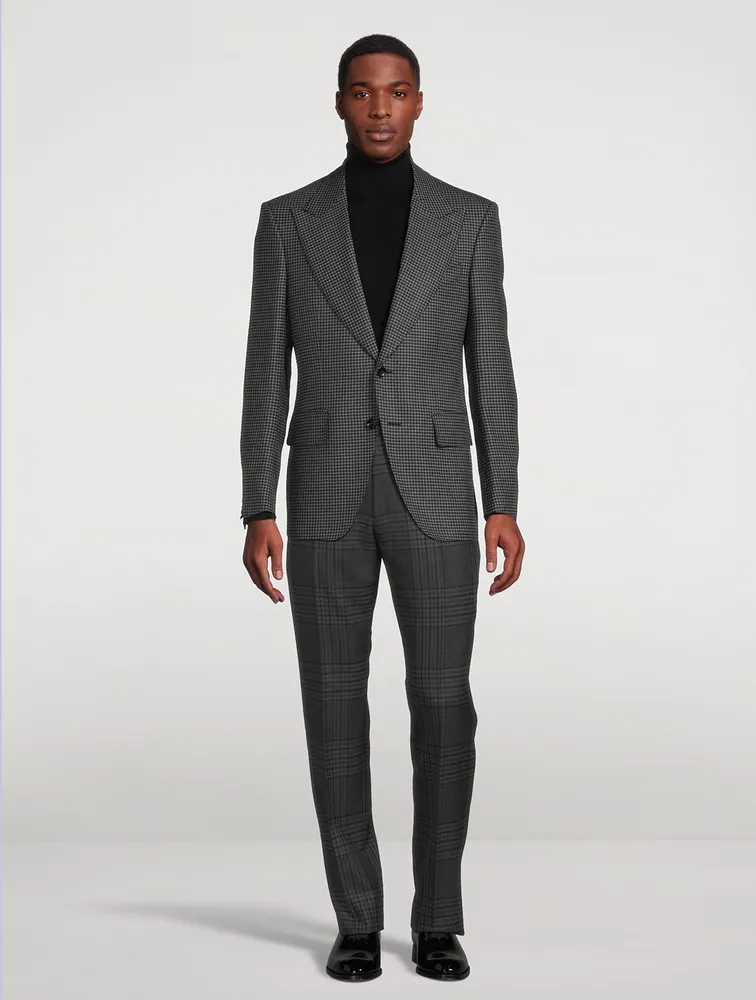Wool Mohair And Silk Jacket Houndstooth Print