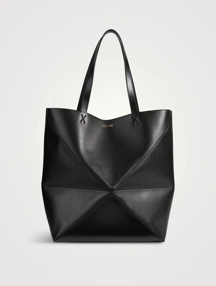 Large Puzzle Fold Leather Tote Bag