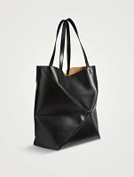 Large Puzzle Fold Leather Tote Bag