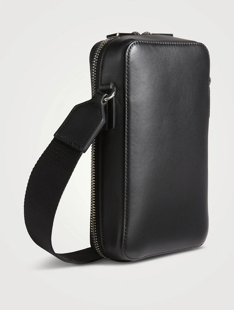 Satin Leather Vertical Crossbody Pocket Bag