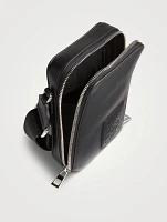Satin Leather Vertical Crossbody Pocket Bag