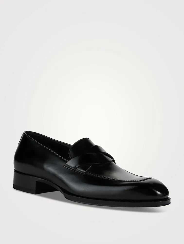 Elkan Burnished Leather Loafers