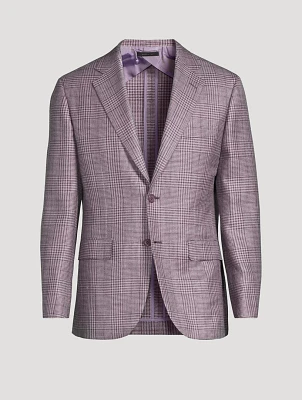 Wool Silk And Linen Jacket Prince of Wales Print