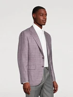 Wool Silk And Linen Jacket Prince of Wales Print