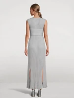 Liana Metallic Ribbed V-Neck Maxi Dress