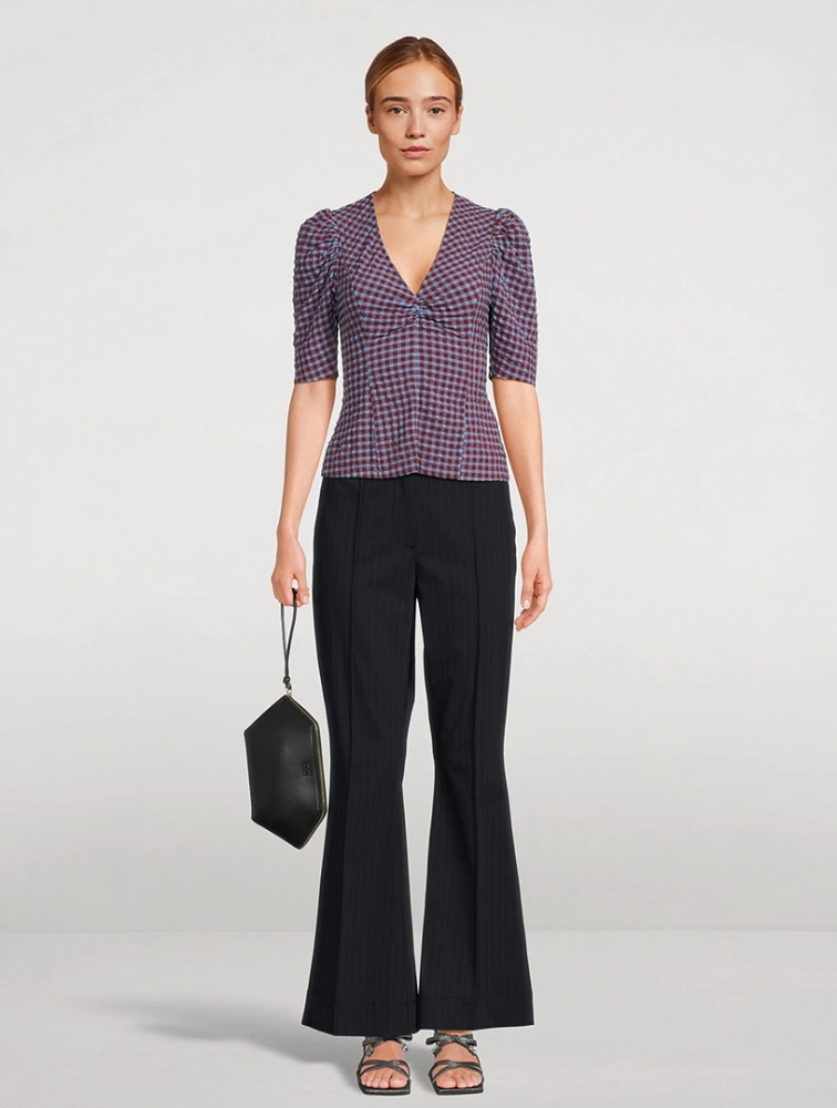 Seersucker Blouse Gingham Print