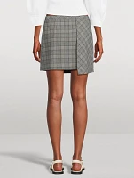 Wrap Mini Skirt Check Mix Print