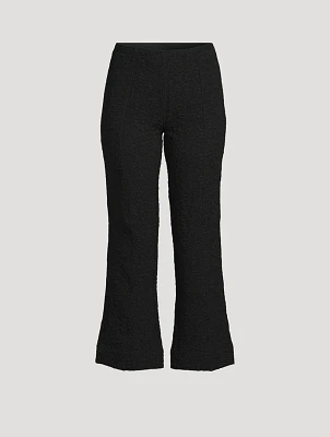 Textured Flare-Leg Trousers