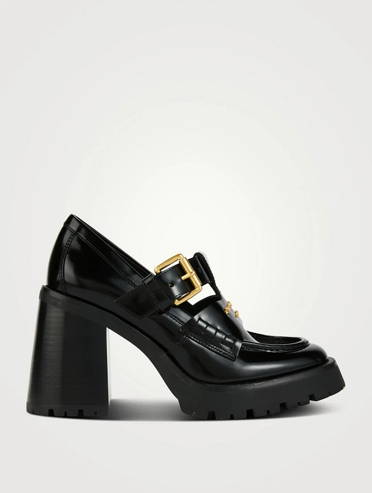 Carter Block-Heel Leather Loafers