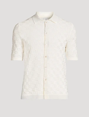 Stitched Cotton Short-Sleeve Shirt