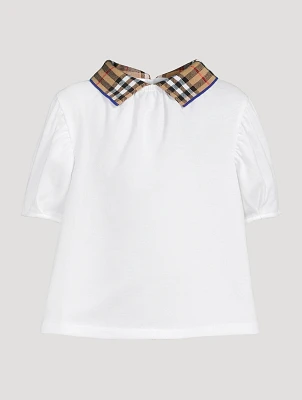 Check Collar Cotton Polo Shirt
