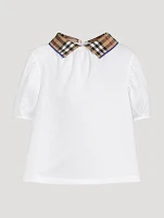 Check Collar Cotton Polo Shirt