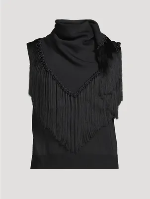 Fringe Scarf Sleeveless Top