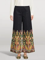 Printed Wide-Leg Trousers