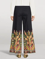 Printed Wide-Leg Trousers