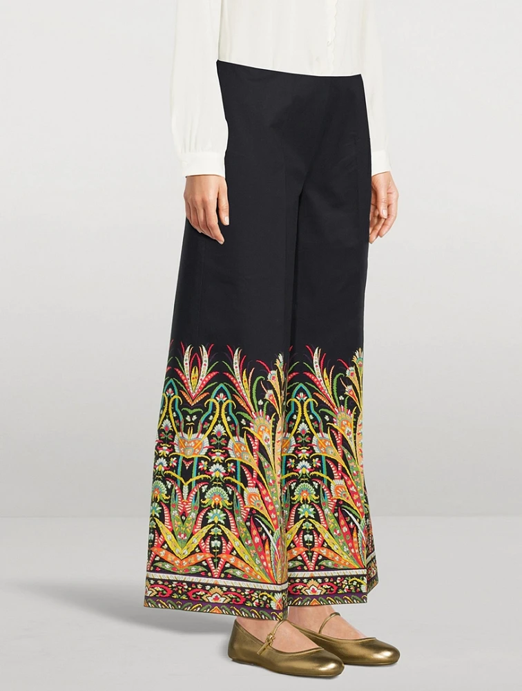 Printed Wide-Leg Trousers