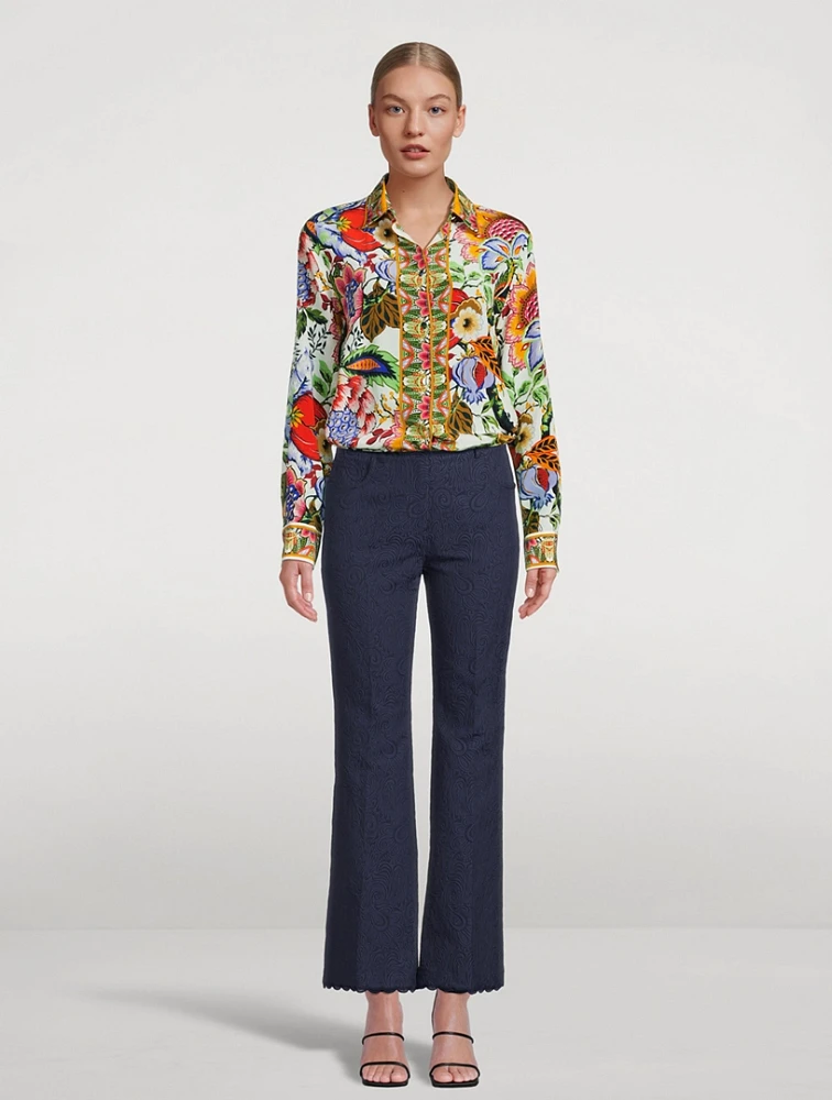 Crepe De Chine Silk Shirt Floral Print