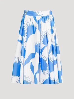 Poplin Midi Skirt Venus Fly Trap Print