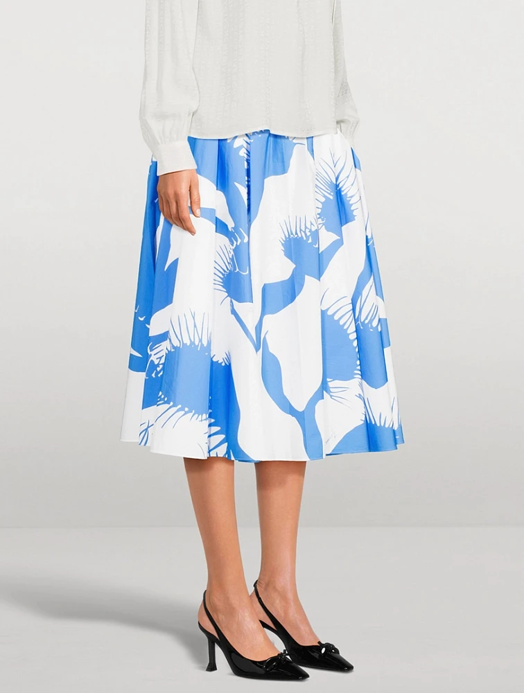 Poplin Midi Skirt Venus Fly Trap Print