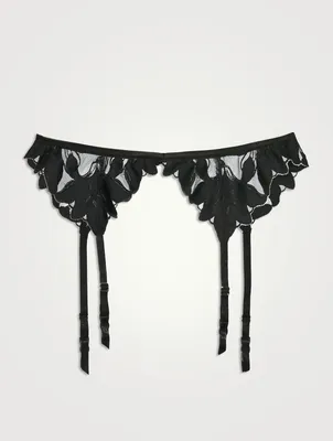 Lily Embroidery Garter Belt