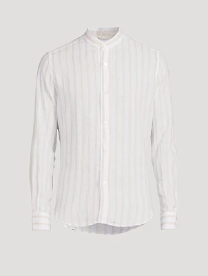 Linen Shirt Striped Print