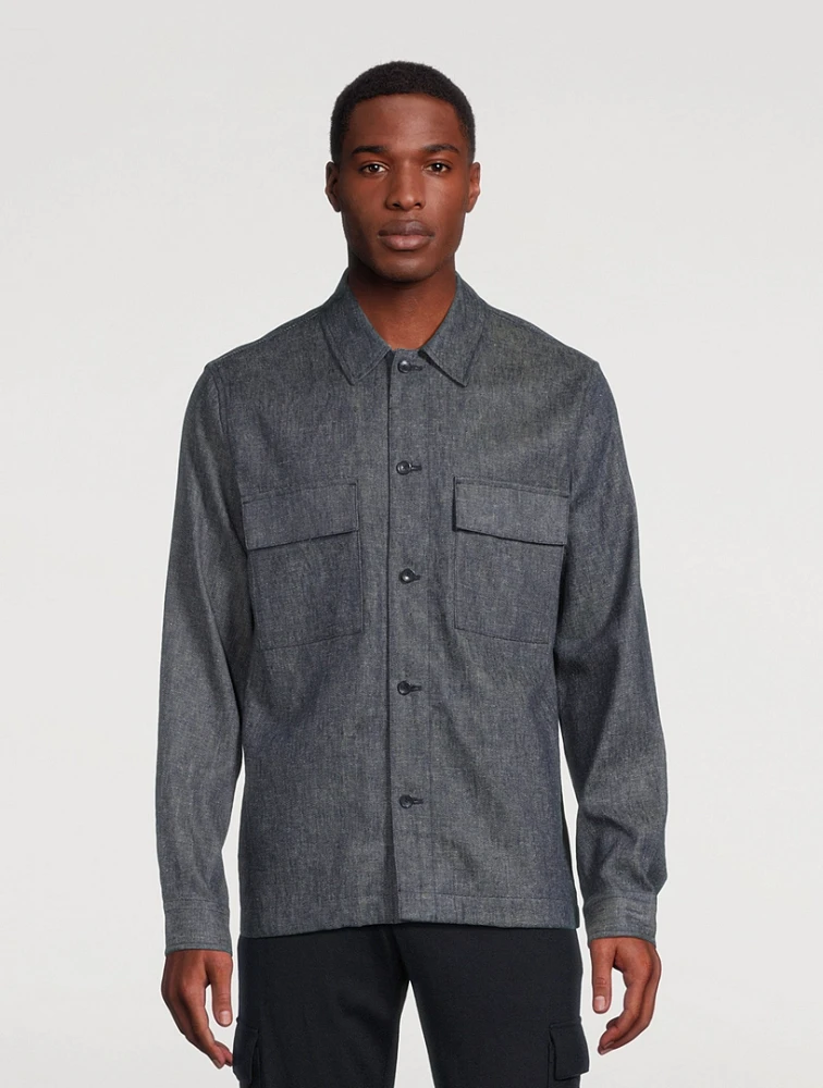 Linen And Cotton Twill Shirt Jacket