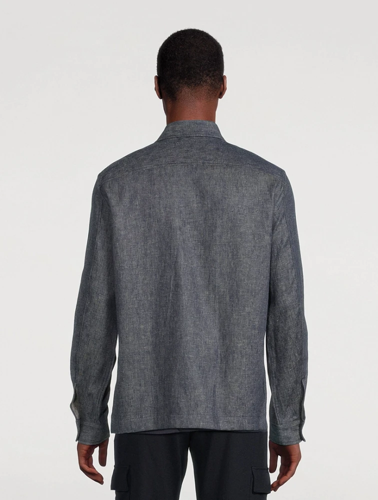 Linen And Cotton Twill Shirt Jacket