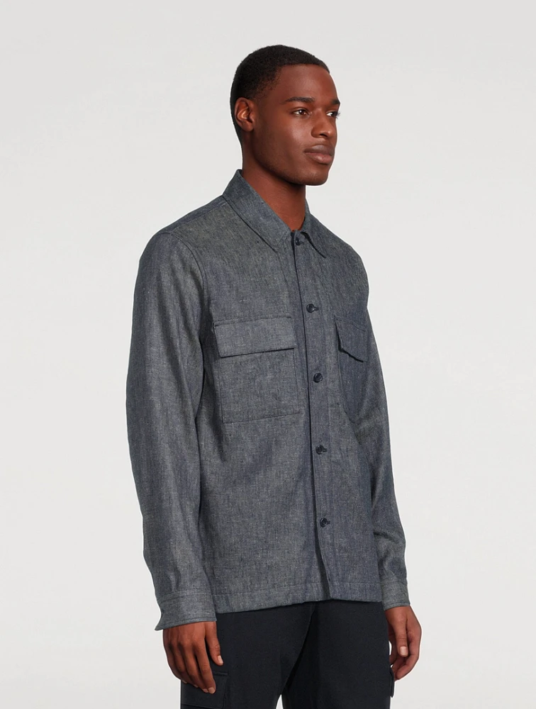 Linen And Cotton Twill Shirt Jacket