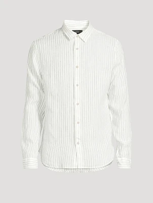 Linen Long-Sleeve Shirt Bayside Stripe Print