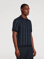 Crochet Stripe Short-Sleeve Shirt