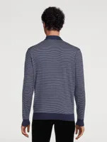 Cotton Polo Sweater Striped Print