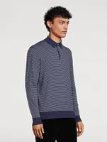 Cotton Polo Sweater Striped Print