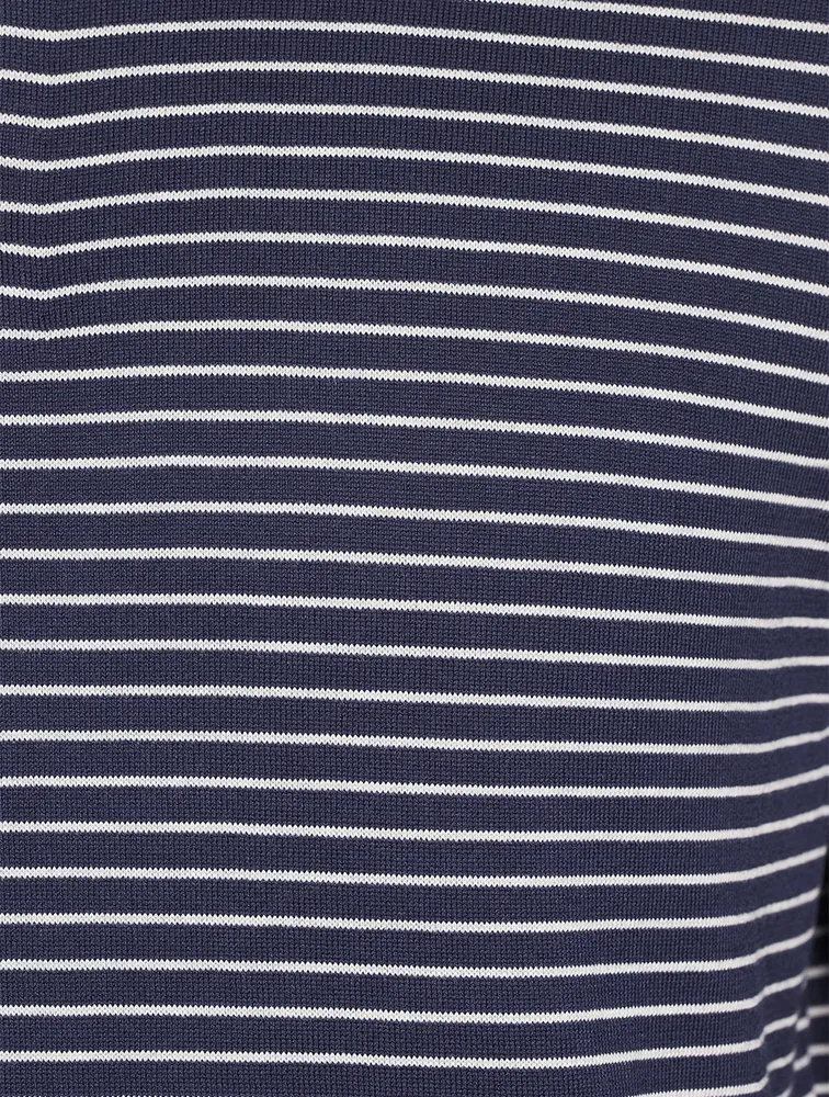 Cotton Polo Sweater Striped Print